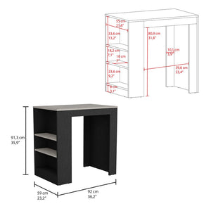 English Elm Portree Kitchen Island With Versatile 3-Side Shelves For Space-Saving Storage & Modern Dining Solutions B200P188818-GIGA