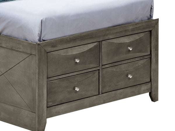 English Elm Stylish Twin Bed With Sleek Gray Finish & Built-In Storage For Modern, Space-Saving Bedrooms B078S00188-GIGA
