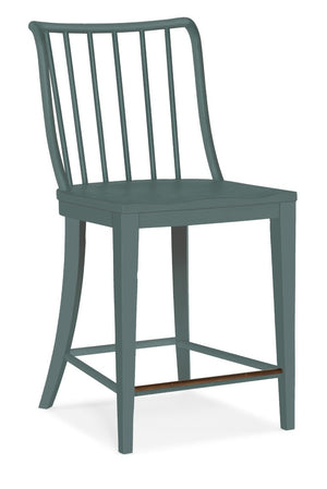Hooker Furniture Serenity Beech Wood Counter Chair With Spindle Back, Seaspray Brush Finish, Coastal Comfort & Durability Blues 6350-75350-46