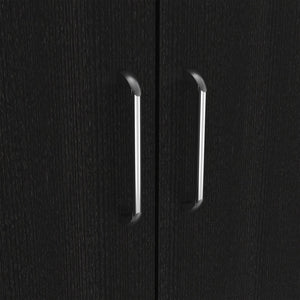 English Elm Glasgow Black Armoire Cabinet with One Door and Two Shelves – Wengue Finish Particle Board Storage Organizer B128S00091