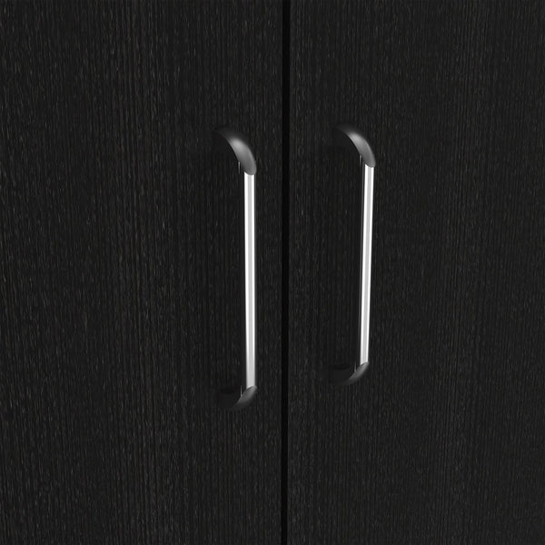 English Elm Glasgow Black Armoire Cabinet with One Door and Two Shelves – Wengue Finish Particle Board Storage Organizer B128S00091