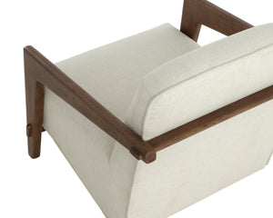 Sunpan Bosco Lounge Chair - Mid-century Modern Design With Plush Geralt Linen Upholstery & Oak Frame Cream Fabric 111960