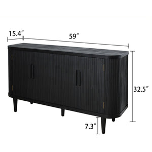 English Elm Accent Storage Cabinet - Modern Freestanding Buffet With Adjustable Shelves For Stylish Organization W2729P202565