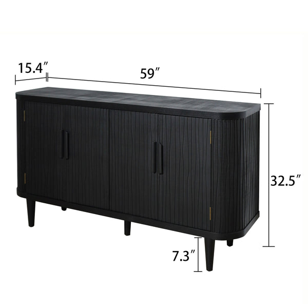 English Elm Accent Storage Cabinet - Modern Freestanding Buffet With Adjustable Shelves For Stylish Organization W2729P202565
