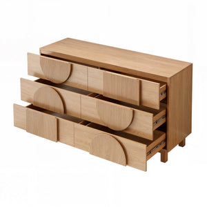 English Elm Modern Fluted 6 Drawer Dresser with Solid Wood Legs Japandi Chest for Bedroom Natural N739S0000013W