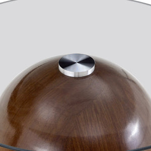 English Elm Nesting Coffee Tables Set of 3 Round Tempered Glass Tops Walnut Steel Base Living Room W2920S00149