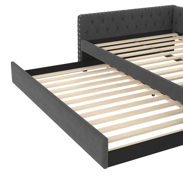 English Elm Full Size Daybed With Twin Trundle, Elegant Upholstered Sofa Bed, Button Tufted Gray Design W1580S00081