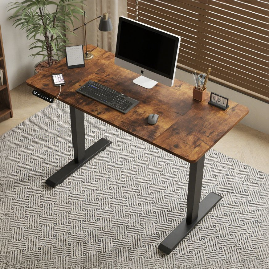 English Elm 48"×24" Electric Height Adjustable Standing Desk with Memory Presets for Modern Home Office Brown W614P376138