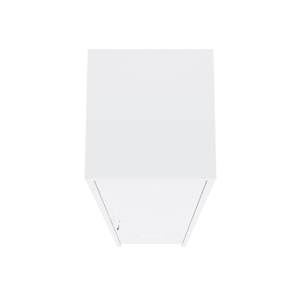 English Elm Naomi 15" Metal Storage Cabinet with Lockable Vent Door, 4 Adjustable Shelves, Slim Steel Design White B365P397850