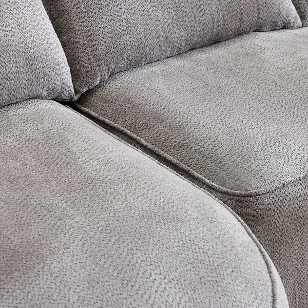 English Elm 124.5-inch Curved Chenille Sectional Sofa with Pillows Deep Seat Living Room Couch Grey W3612S00033