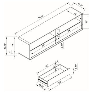 English Elm Cordova Glossy White Low Profile Tv Stand with Dual Drawers for Modern Living Rooms B062P441136