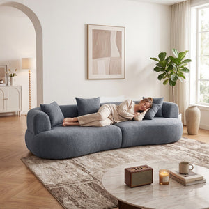English Elm Modern Arc Sectional Sofa with Boneless Foam Deep Seats for Open Concept Living Rooms Grey W3728S00012