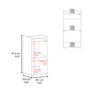English Elm Minibar Lampeter White Engineered Wood Cabinet with Glass Door, Two-Tier Shelves for Wine & Display B092P315561