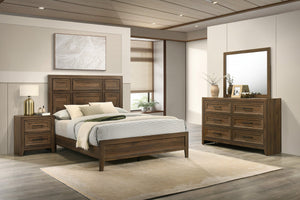English Elm 1pc Geometric Six Drawer Wooden Dresser Brown Finish Bedroom Storage Modern Style B2741P498438