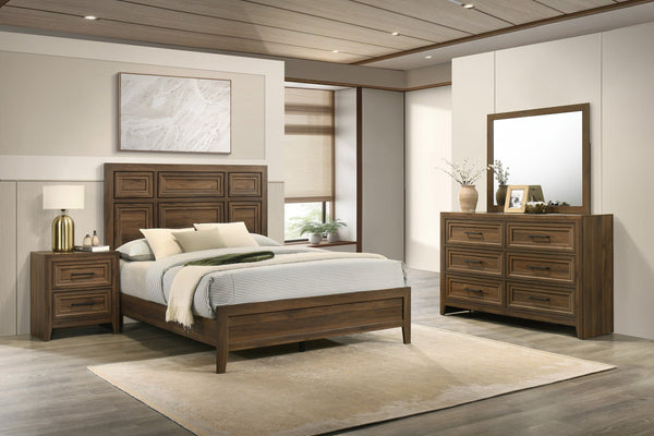 English Elm 1pc Geometric Six Drawer Wooden Dresser Brown Finish Bedroom Storage Modern Style B2741P498438