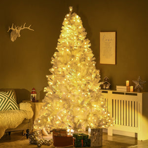 English Elm Homcom 7.5Ft Prelit White Christmas Tree With 500 Led Lights, 1518 Branches, Easy Setup & Storage W2225P217082