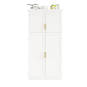 English Elm [assembly Included] Topmax Shaker Pantry Cabinet Tall Mdf Kitchen Storage with Pull-out Trays White SP000099AAK
