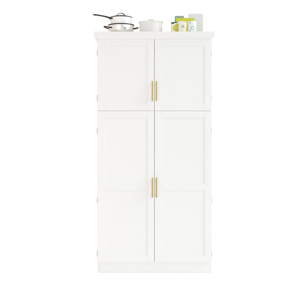 English Elm [assembly Included] Topmax Shaker Pantry Cabinet Tall Mdf Kitchen Storage with Pull-out Trays White SP000099AAK