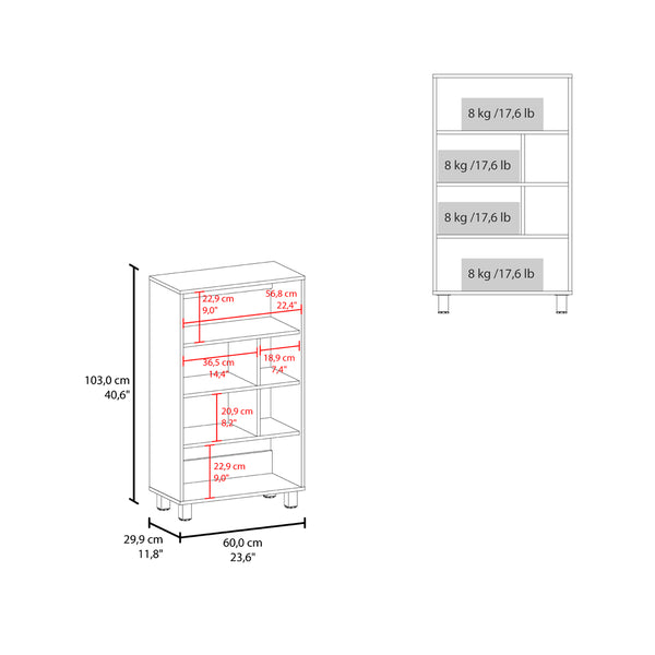 English Elm Bookcase Midway White Engineered Wood – Multi-Shelf Office Storage, Durable Modern Design, Versatile Organizing Solution B092P245911