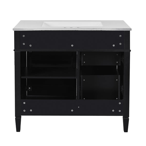 English Elm 36'' Modern Bathroom Vanity With Ceramic Sink, Elegant Storage Cabinet & 2 Drawers For Essentials N710P230246B