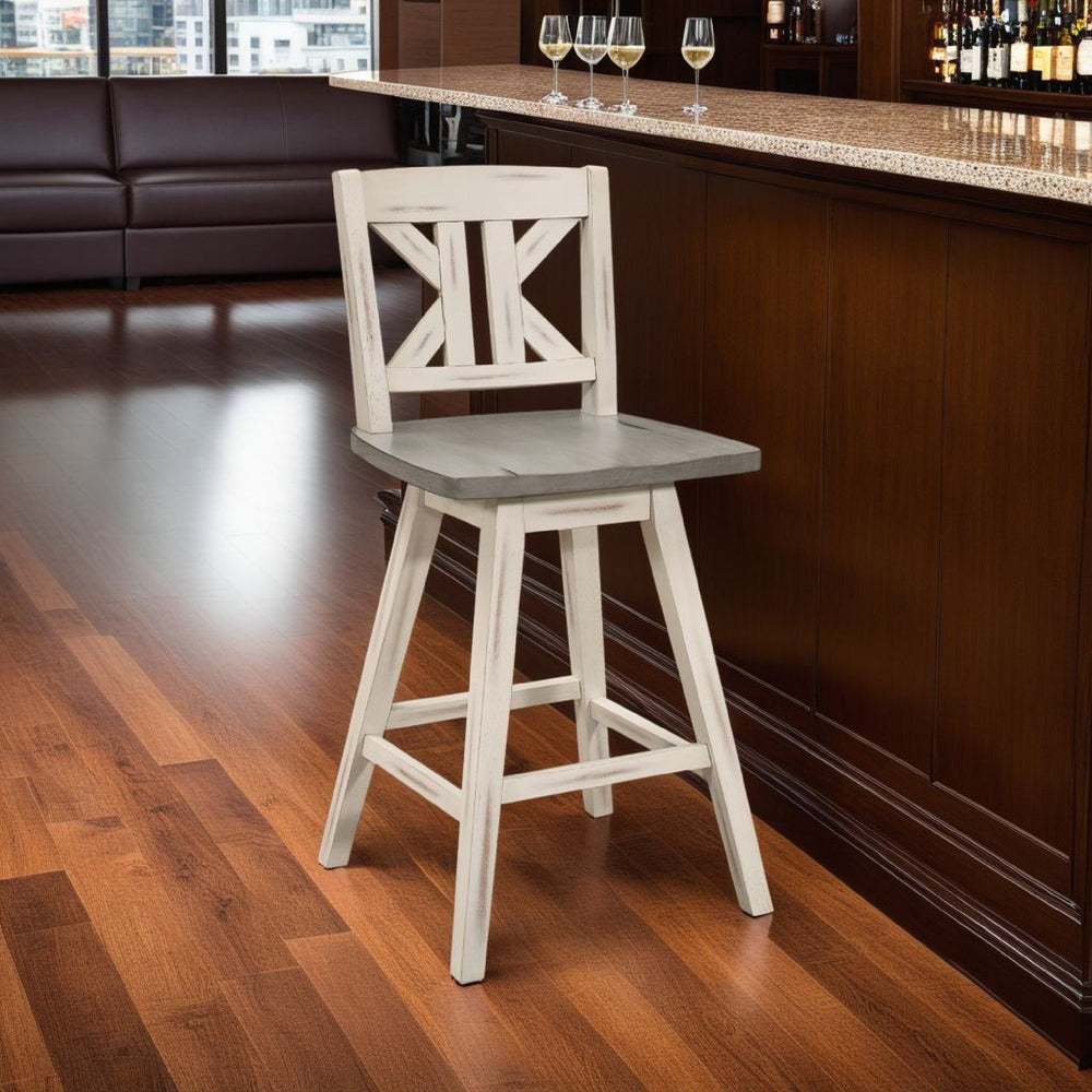 English Elm Ati X Back Swivel Barstools Set of 2 Solid Rubberwood Farmhouse Kitchen Seating B056P417032