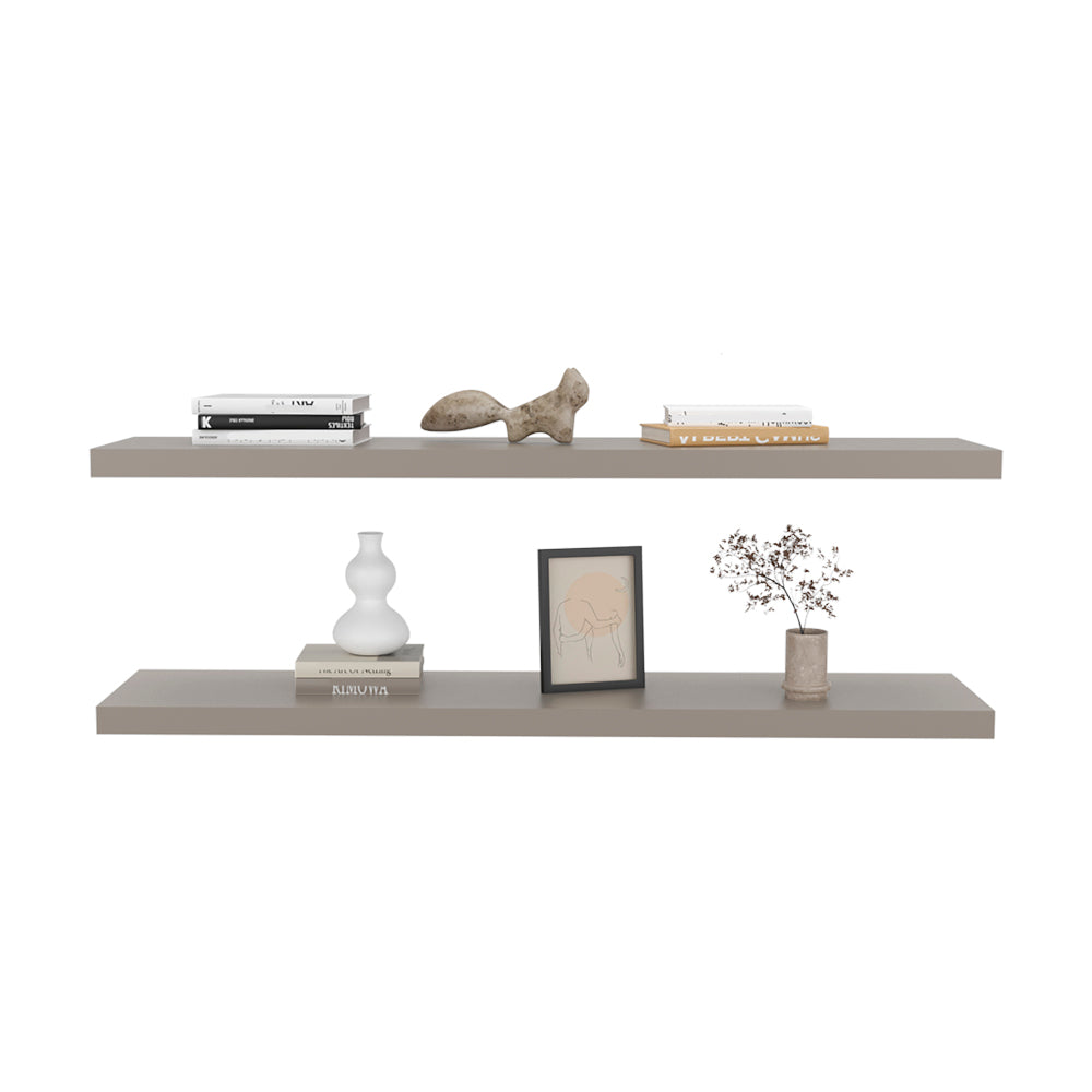 English Elm Floating Shelf Lyle Taupe - Set of 2 Engineered Wood Wall Shelves 47" Space-Saving Modern Decor B092P238742