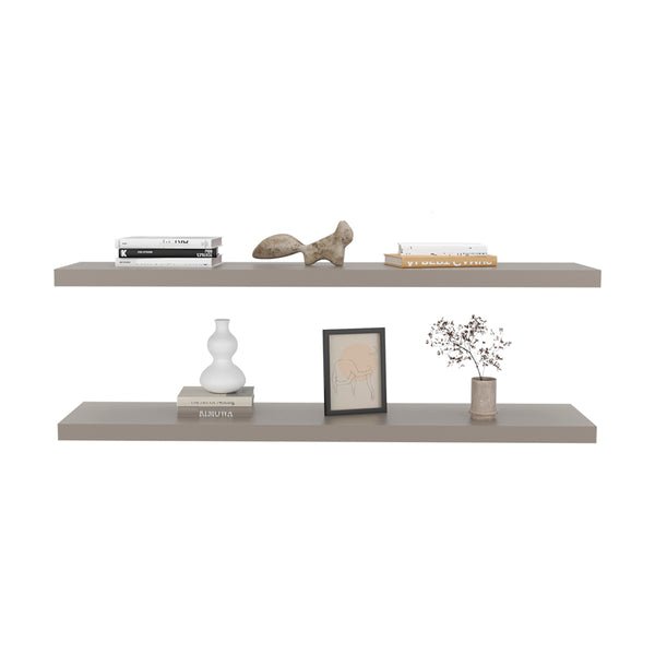 English Elm Floating Shelf Lyle Taupe - Set of 2 Engineered Wood Wall Shelves 47" Space-Saving Modern Decor B092P238742
