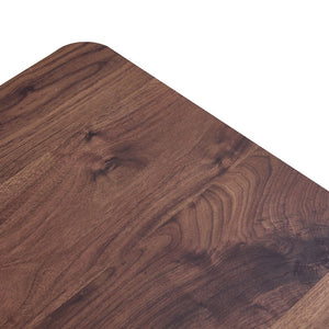 English Elm Modern Walnut MDF Rectangular Coffee Table with Dark Brown Grain Sticker, Silver Trim, Ergonomic Height W1151P230544