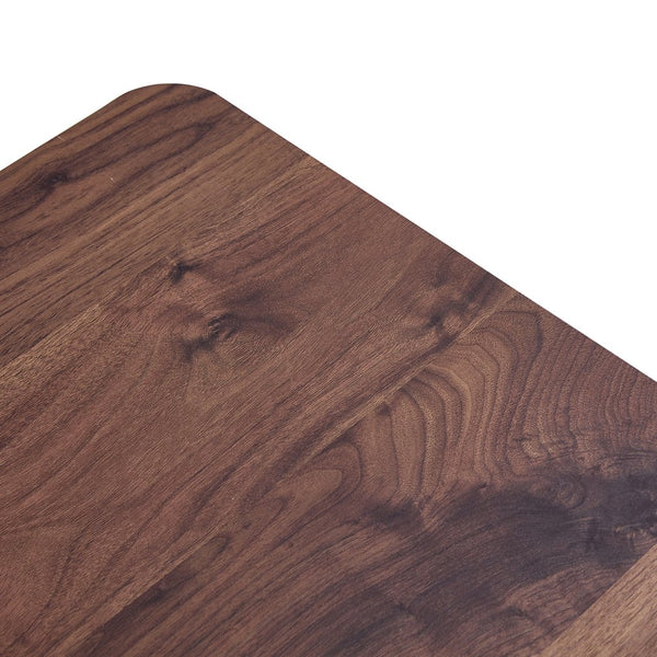 English Elm Modern Walnut MDF Rectangular Coffee Table with Dark Brown Grain Sticker, Silver Trim, Ergonomic Height W1151P230544