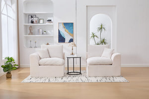 English Elm UNITED Cloud Couch Modular Sectional Sofa with Corduroy Cover, Ergonomic 2-Seater, No Assembly Needed Beige W1568P371117