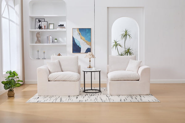 English Elm UNITED Cloud Couch Modular Sectional Sofa with Corduroy Cover, Ergonomic 2-Seater, No Assembly Needed Beige W1568P371117