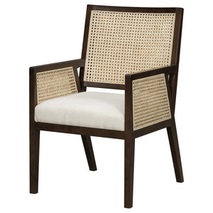 English Elm Natural Rattan Woven Armchair Set Rubberwood Farmhouse Coastal Dining Seating Pair Beige,Dark Brown,Natural N776P385750D