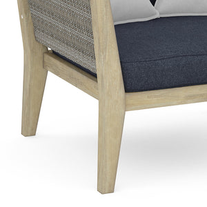 English Elm Cayman Outdoor Conversation Chair Slate Grey — Handcrafted Acacia & Rope, Water-Resistant Cushions, Modern Comfort B136P159362