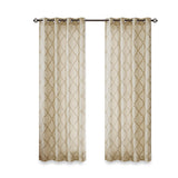 Madison Park Saratoga Modern/Contemporary Fretwork Print Grommet Top Window Curtain Panel MP40-3599 Beige/Gold