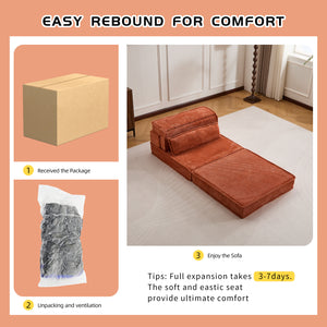 English Elm Compression Modular Sofa Bed - Cozy Orange Fleece, No Assembly, Versatile Design For Every Space! W3723P377145