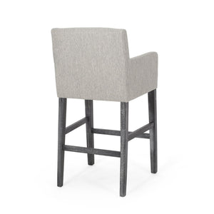 English Elm Upholstered Counter Stools Set of Two with Rubberwood Frame and Padded Armrests N780P365806G