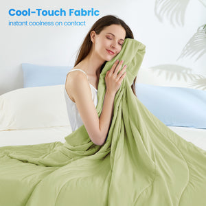 English Elm 1-piece Queen Cooling Comforter Nylon Spandex Shell Wave Quilted Breathable Lightweight Fill Sage B035P408414
