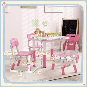 English Elm Qaba Kids Table And Chair Set - Adjustable 5-Piece Toddler Furniture With Storage, Easy Clean Design W2225P217316-GIGA