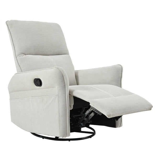 English Elm 360° Swivel Rocker Recliner Chair, Gray Fabric Glider with 360° Swivel, 30° Rocking & 90–150° Recline for Living Room, Nursery, Home Theater Comfort W1028P261550