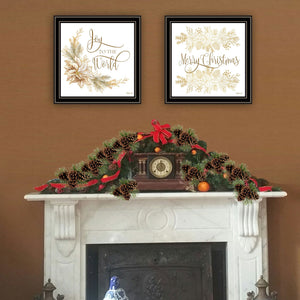 English Elm Trendy Gold Typography Merry Christmas Two Panel Black Framed Holiday Wall Art B067P256616