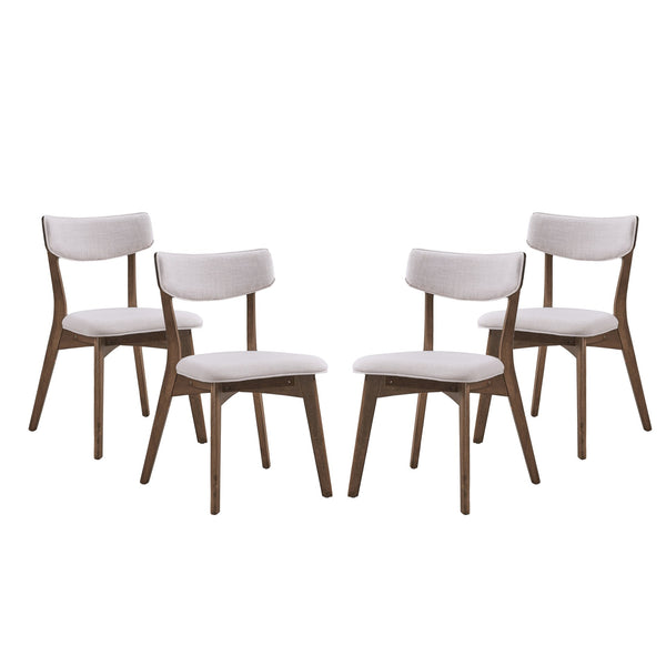 English Elm Caleb Mid-century Upholstered Dining Chair Set of Four with Tapered Oak Legs Light Beige,Walnut N768P282333W