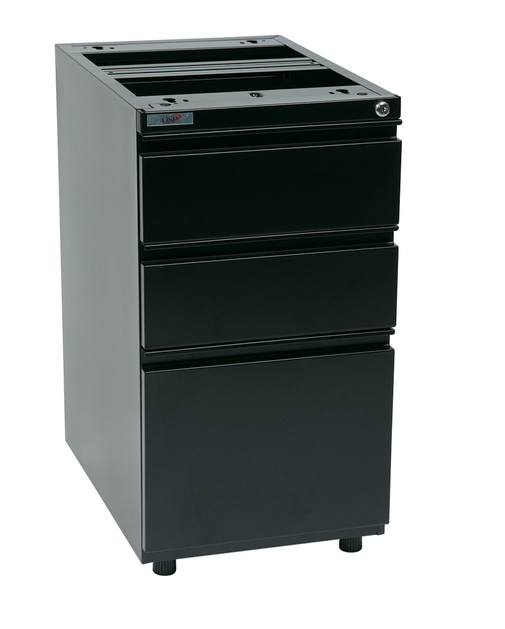 OSP Home Furnishings 22" Open Top Under Desk Pedestal with Box File Drawers and Ball Bearing Slides PTO22BBF-B