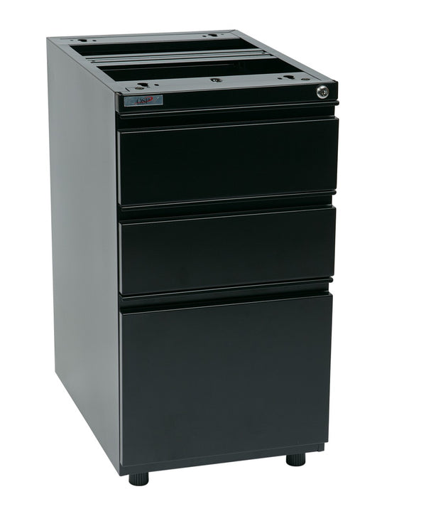 OSP Home Furnishings 22" Open Top Under Desk Pedestal with Box File Drawers and Ball Bearing Slides PTO22BBF-B