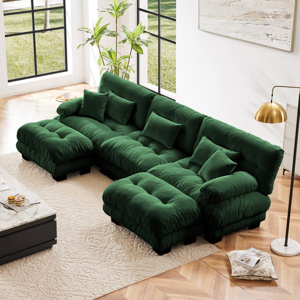 English Elm Luxury Modular Sectional Sofa - Oversized U-Shaped Chenille Couch With 2 Ottomans For Ultimate Comfort W714S01093