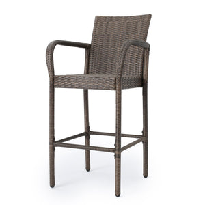 English Elm Christopher Knight Home® - Littleton Barstools Set Of 2 - Modern Wrapped-Wicker Style With Durable Iron Frame For Outdoors 57113.00MCA