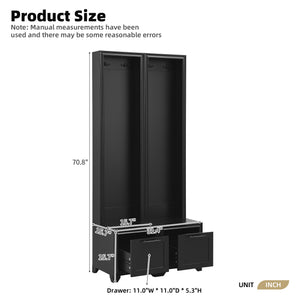 English Elm On-Trend Elegant 3-In-1 Hall Tree Set Of 2 - Stylish Entryway Coat Rack With Bench & Storage Drawers N721P249242B