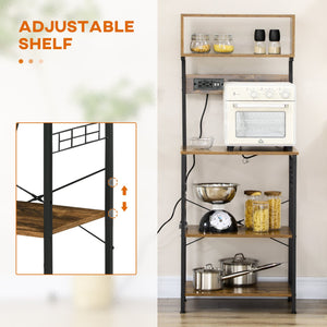 English Elm HOMCOM Mobile Kitchen Island Cart with Solid Wood Top, Drawer, Cabinet & Towel Rack for Dining Room Rustic Brown W2225P217421