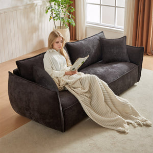 English Elm MH88" Convertible sleeper sofa with chenille upholstery, plush padded seats, rolled arms, 2 pillows Black W1193S00106