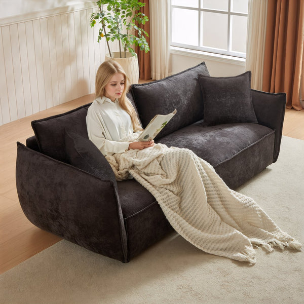 English Elm MH88" Convertible sleeper sofa with chenille upholstery, plush padded seats, rolled arms, 2 pillows Black W1193S00106