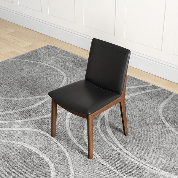 English Elm Solid Wood Frame Mid-century Dining Chairs Set of 2 with Curved Back Black Upholstery B183P201767